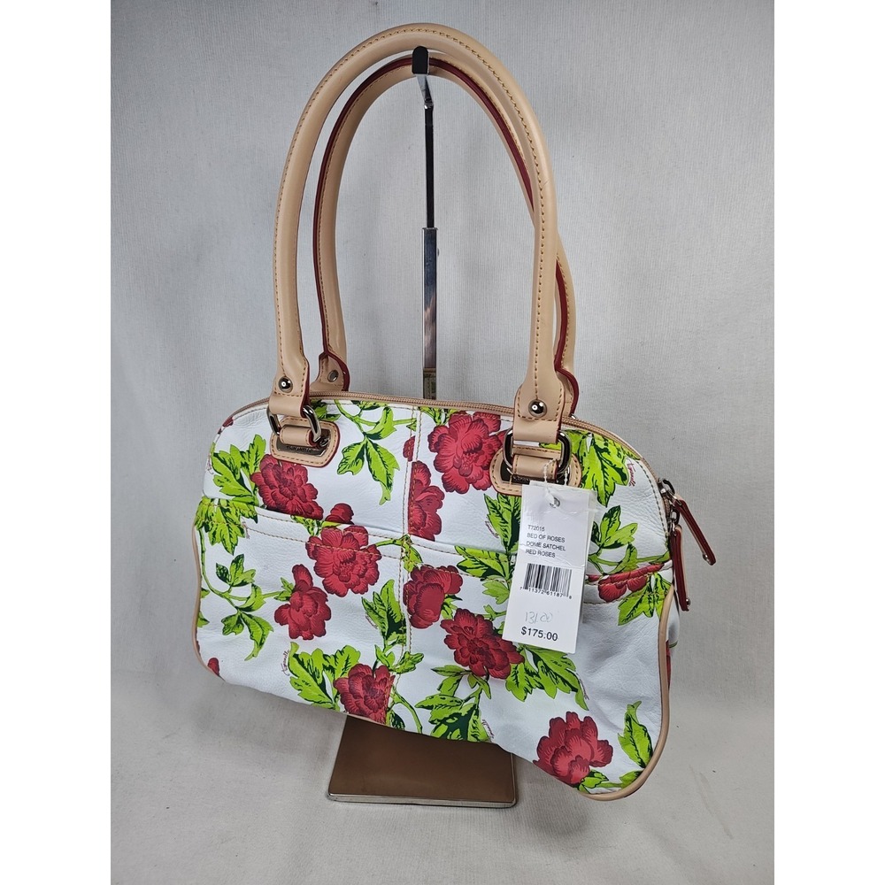 Tignanello Bed‎ of Roses Dome Satchel Floral Leather Handbag NWT T72015